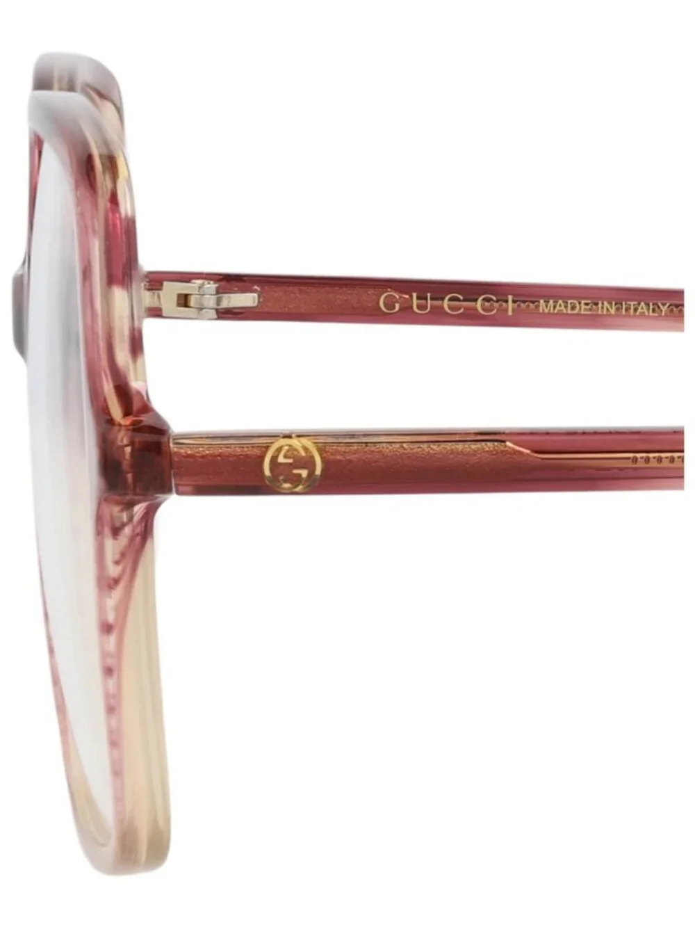 New Gucci Women's Eyeglasses Square Rectangle Acetate Frame Red Red Transparent
